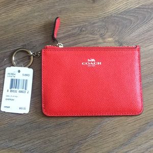 Coach Red Zip Wallet and key Ring. New with tags.